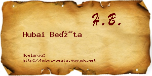 Hubai Beáta névjegykártya
